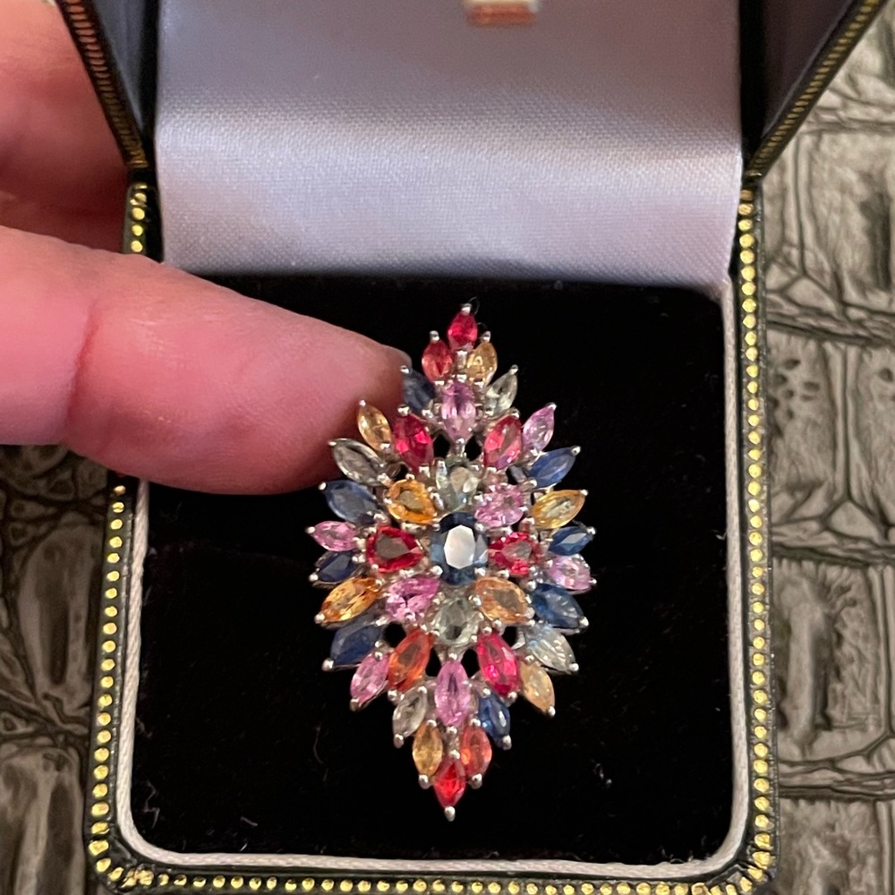 Solid Sterling Silver 925 Genuine Multicolored Sa… - image 5